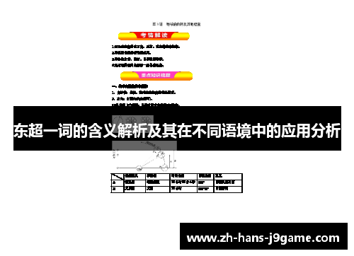 东超一词的含义解析及其在不同语境中的应用分析 东超一词的含义解析及其在不同语境中的应用分析